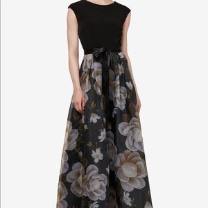 Cap-Sleeve Organza Gown